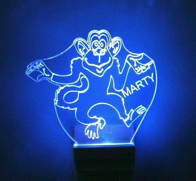MIRROR MANIA Night Light Multi Color Personalized LED Plug-in, Ultra-Slim Touch Night Light Smart Dusk to Dawn Sensor, Kids Children's Bedroom Kitchen Bathroom Hallway Play Room Variations (Monkey)