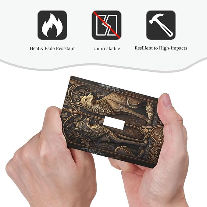 Medieval Wolves Animal Vintage Print Decorative Light Switch Cover 1 Gang Single Toggle Device Electrical Faceplate Switchplates Decorator Outlet Wall Plate for Farmhouse Home Decor