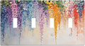 Colorful Wildflower Wisteria Cascade Floral Flower Light Switch Covers Quad Toggle Electrical Faceplate 4 Gang Wall Plate Decorative Switch Plates Cover for Bedroom Living Room Decor