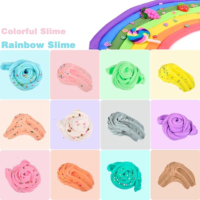 Butter Slime Kit with 64 Pack, Super Soft and Non-Sticky, Birthday Gifts for Boys and Girls, Scented Slime Party Favors, Stress Relief Toys, School Prizes, DIY Putty Toys for Kids Aged 6-12