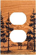 Pine Forest Natural Scenery Silhouette Wood Grain Outlet Covers 1 Gang Duplex Light Switch Cover Decorative Switch Plates Electrical Receptacle Faceplate Wall Plate for Farmhouse Home Decor