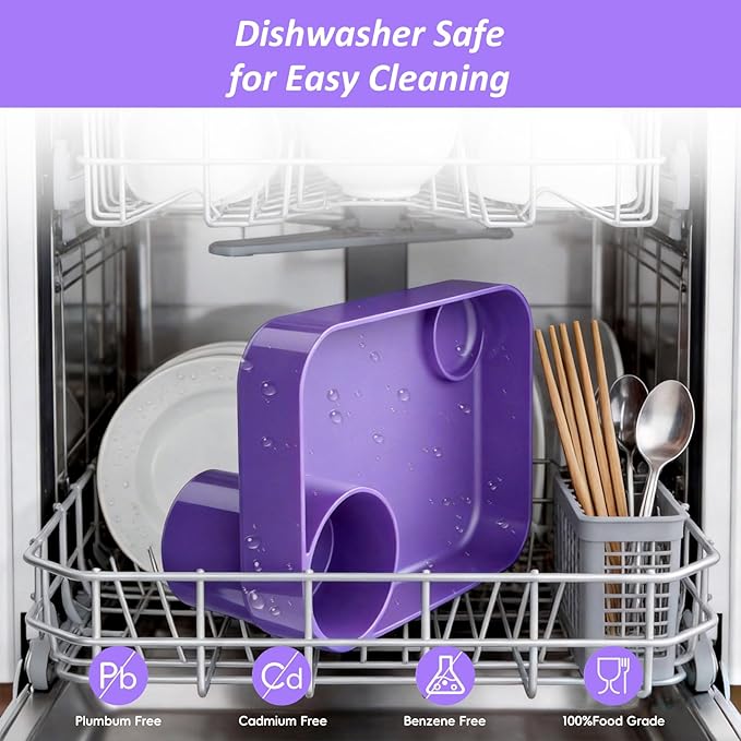 Car Seat Snack Tray for Kids, Mess-Free Square Travel Tray Cup Holder Snack Tray, Durable Car Food Tray for Toddlers, Universal Fit Kids Travel Road Trip Essentials (purple)