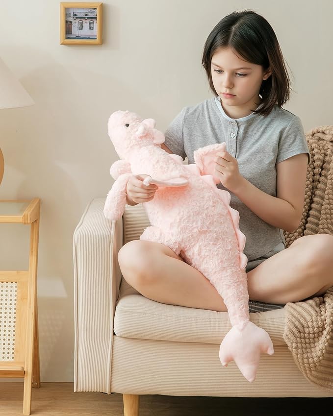 Weighted Stuffed Animal 5Lbs 35.4", Heavy Soft Dragon Plush Toy, Pink Weighted Dragon Stuffed Animal for Kids and Adults, for Comfort and Relaxation