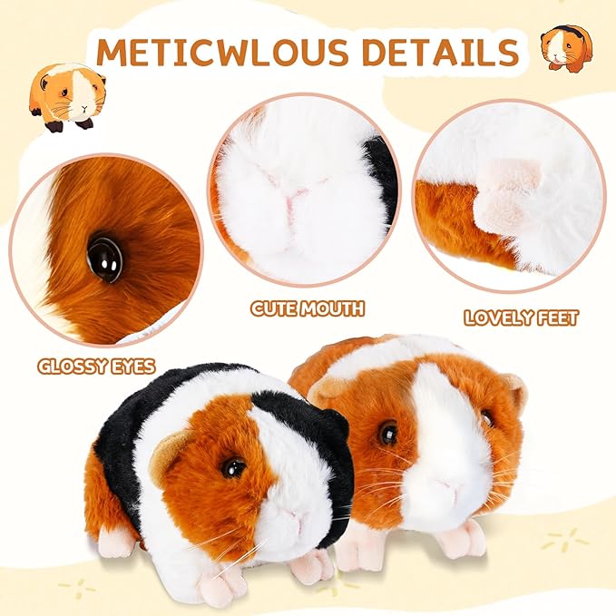 Guinea Pig Stuffed Animal, Cute Guinea Pig Plush for Kids, Realistic Stuffed Animals Small Live Animals Toys for Boys Girls Children's Christmas Birthday Gifts(Grey)
