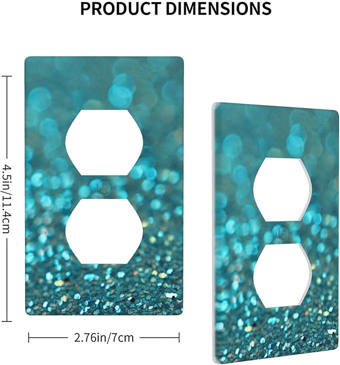 Teal 1-Gang Duplex Wall Plate, Teal Turquoise Shiny Printed Outlet Cover Decorative Faceplate for Bathroom, Kitchen, Vanity & Bedroom