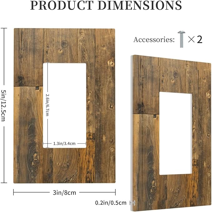 Brown Wood Vintage Rustic Old Board Decorative Outlet Covers 1 Gang Single Rocker Light Switch Cover Plate Wall Plates GFCI Faceplate for Farmhouse Home Decor