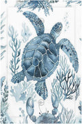 Blue Sea Turtle Coastal Coral Beach Crab Seaweed Light Switch Cover Plate 1 Gang No Device Blank Electrical Wall Plates Faceplate Decorative Switch Plate for Kids Room Bathroom Decor