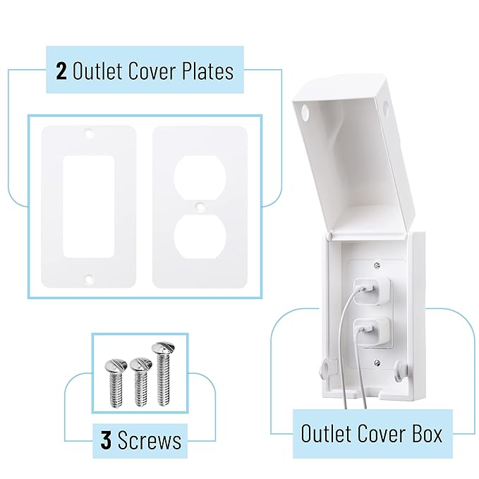 Bates Baby Safety Outlet Cover Box - Plug Covers for Electrical Outlets, Child Proof Outlet Cover, Socket Covers for Outlets