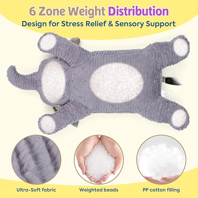 PEACH CAT 25.6 inch 5 lbs Elephant Weighted Stuffed Animals Realistic Elephant Plush Large Plushies Toys Body Pillow Gifts for Kids Adults