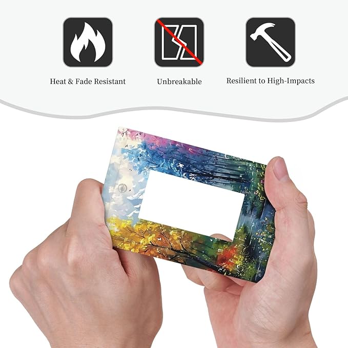 Colorful Forest Snow Mountain River Oil Painting Style Decorative Outlet Covers 1 Gang Single Rocker Light Switch Cover Plate Wall Plates GFCI Faceplate for Bedroom Living Room Decor