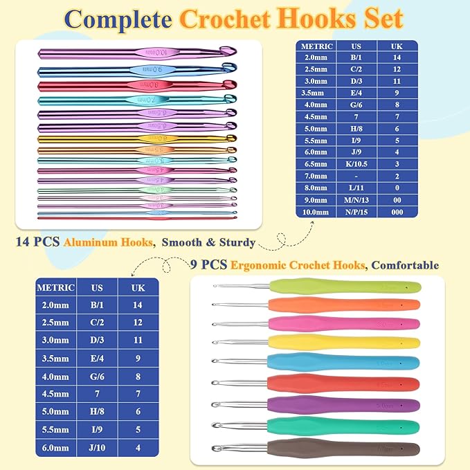 Aeelike Complete Beginner Kit 87PCS, Crochet Kit for Beginners Adults, Navy Portable Yarn Bag, 23 Crochet Hooks,Yarn 20 Colors Skeins, Instruction & Crocheting Accessories