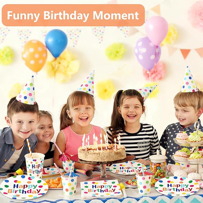 Happy Birthday Plates and Napkins Party Supplies Set,90Pcs Birthday Plates and Napkins Tableware Sets with Forks Cups,Disposable Colorful Birthday Party Decorations