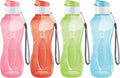 MILTON Water Bottle Kids Reusable Leakproof 17 Oz 4-Pack Plastic Wide Mouth Large Big Drink Bottle BPA & Leak Free with Handle Strap Carrier for Cycling Camping Hiking Gym Yoga