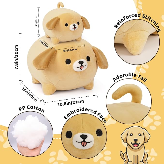 Dog Plush Pillow,15Inch Cute Big Dogs Stuffed Animal Toy,Labradoodle Plushies Doll Toy Gift for Kids Girlfriend,Boys