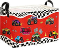 Essme Rectangular Kids Basket,Car Storage Bins Organizer with Handles for Boys Room Decor, Gift Basket,Shelf Basket.(Red Car)