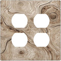 Tree Annual Rings Burl Texture Brown Wood Grain Print Outlet Covers 2 Gang Double Duplex Decorative Light Switch Covers Electrical Wallplates Socket Faceplate for Farmhouse Bedroom Decor