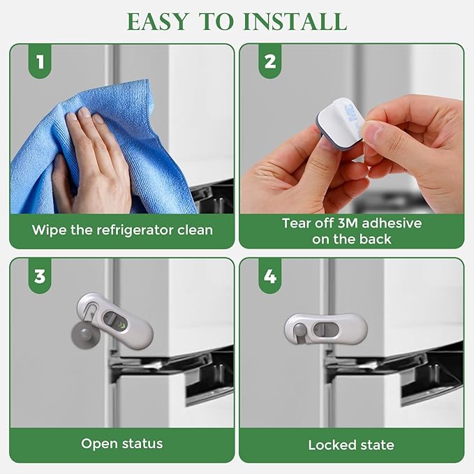 5 Pack Child Proof Refrigerator Lock, Baby Proofing Cabinet Locks, Oven Lock Child Safety – No-Drill Adhesive Safety Fridge Lock for Fridge, Oven, Dishwasher & Windows(Grey)