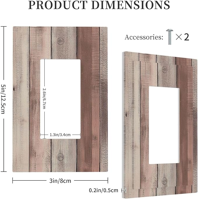 Decorative Outlet Covers Vintage Natural Wood Rustic Cinnamon 1 Gang Single Rocker Light Switch Cover Plate Wall Plates Gfci Faceplate For Farmhouse Cabin Decor