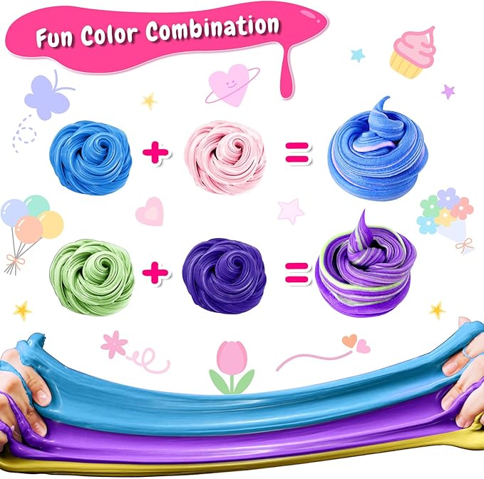 50 Pack Butter Slime Kit for Kids, Slime Toys for Boys & Girls, DIY Slime Toy for Party Favor, Soft and Non-Sticky, Birthday Easter Gifts Prize for Girl Boys Kids 6 7 8 9 10 11 12