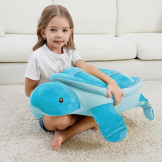 Dalmao 28'' Sea Turtle Stuffed Animals Giant Soft Toys, Large Ocean Blue Turtle Plush Body Pillow, Plushies Gifts for Kid Boys, Girls, Girlfriend, Birthday, Halloween, Christmas