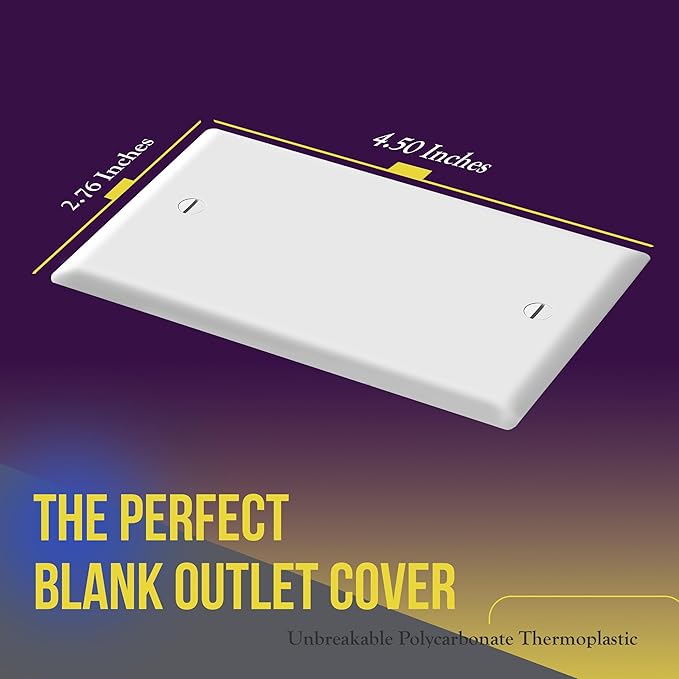 ENERLITES Blank Wall Plate Cover, Gloss Finish, Standard Size 1-Gang 4.50" x 2.76", Polycarbonate Thermoplastic, Electrical Covers for Unused Outlets/Switches, 8801-W-10PCS, White 10 Pack
