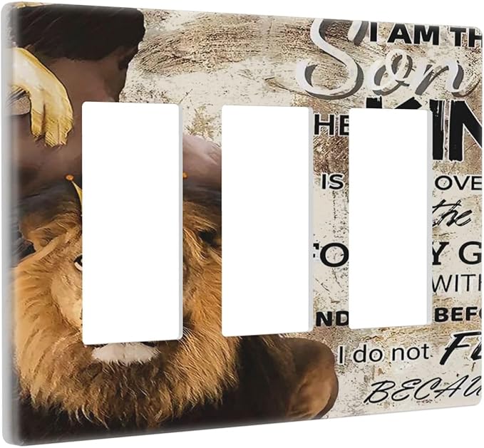 Quotes African Man Afro Lion 3 Gang Triple Rocker/Decora Light Switch Wall Plate Cover Decorative Electrical Faceplate Switchplate for Bathroom Living Room Decor