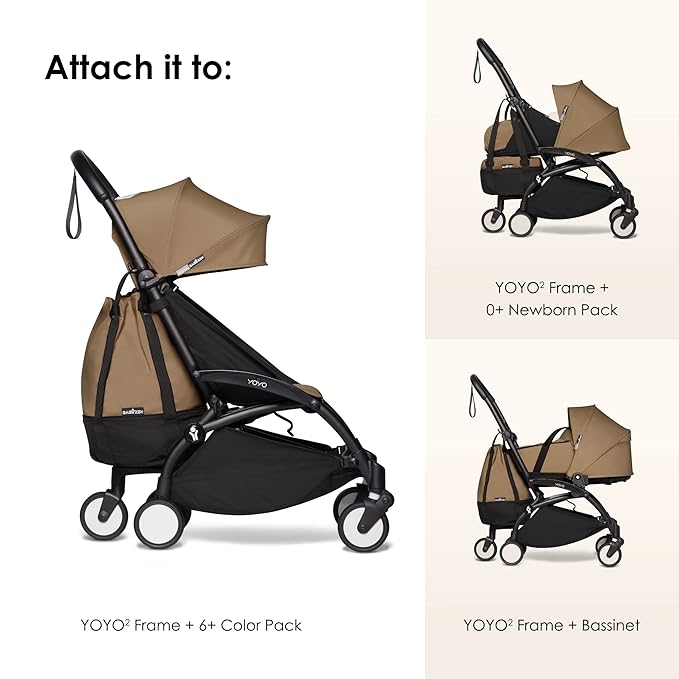 Babyzen YOYO Bag, Toffee - Offers Extra and Sturdy Storage on YOYO2 - Includes Bag, Rolling Base and Hooks