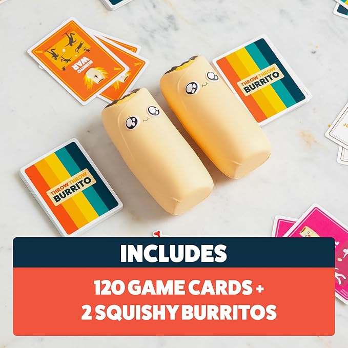 Exploding Kittens Throw Throw Burrito 2-6 Players - Ages 7+ - 15 Minutes to Play - Dodgeball Card Game - Party Game, Family Game Night, Kid and Adult Card Game