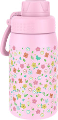 GOPPUS 15oz Kids Water Bottle with Spout Lid, Toddler Water Bottle, Stainless Steel Insulated Water Bottle, Leakproof, BPA Free, Suitable for Boys and Girls for School（Flowers）