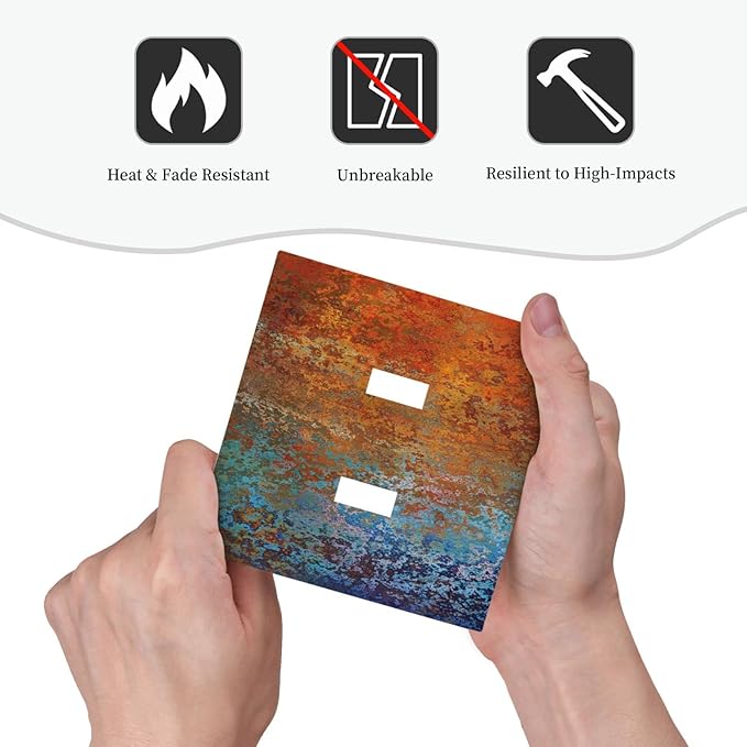 Decorative Switch Plate Covers Vintage Copper Rust 2 Gang Double Toggle Light Switch Cover Red Celestial Blue Flatprint Electric Wall Plate Dual Device Electrical Faceplate for Kitchen Room