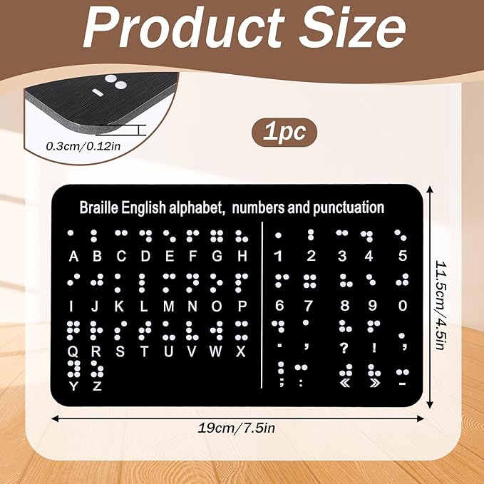 Braille Alphabet Number Board, Learning Braille Letter Fingerboard with Carved Dots Alphabet Numbers Punctuation, Blind People Beginners Learn Teaching Aid, 7.5 x 4.5 inches
