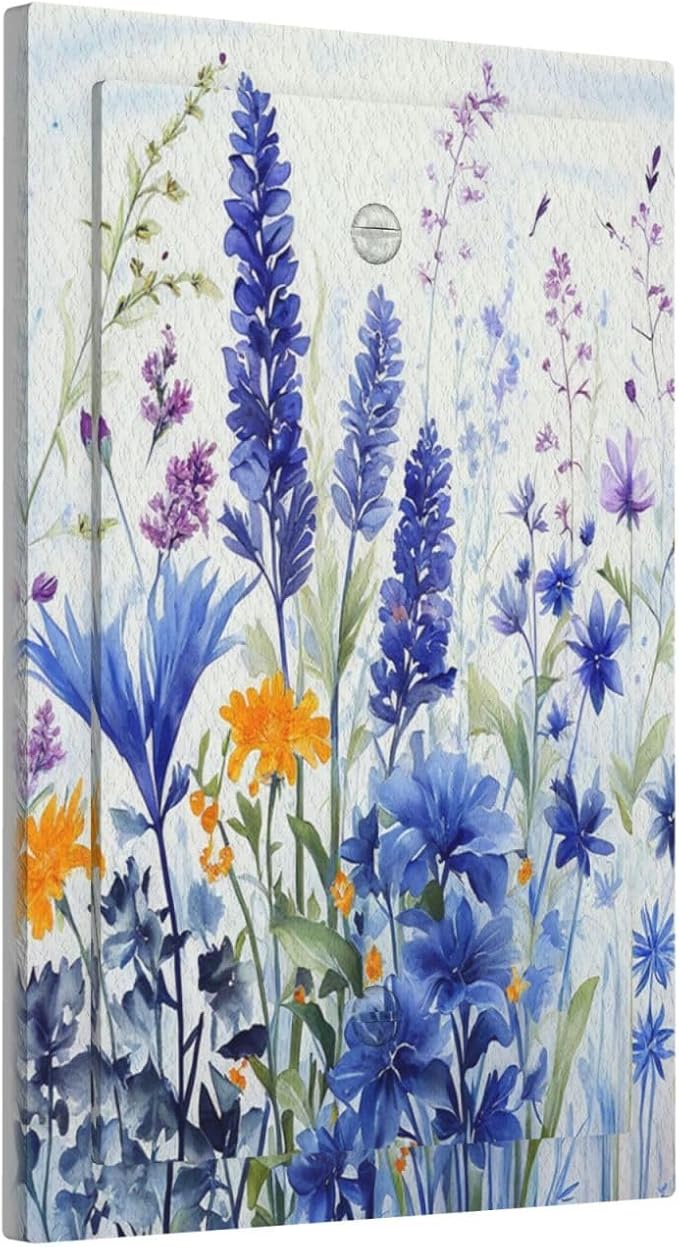 Light Switch Cover Lavender Watercolor Wildflowers Colorful floral Decorative Switch Plates 1 Gang Blank No Device Outlet Covers Electrical Wall Plates for Bathroom Bedroom Decor