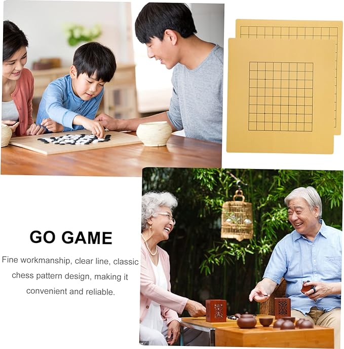 Yardwe 2PCS Wooden Set for Children Portable Folding Go Chessboard for Travel and Family Entertainment
