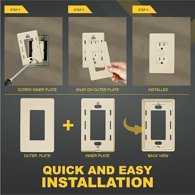 Faith Ivory 1-Gang Screwless Wall Plate (8-pack) | Light Switch Plate or Wall Plate for Electrical Outlet | 1-Gang Wall Plate for Decorator Switches and Receptacles | Heat-Resistant Thermoplastic
