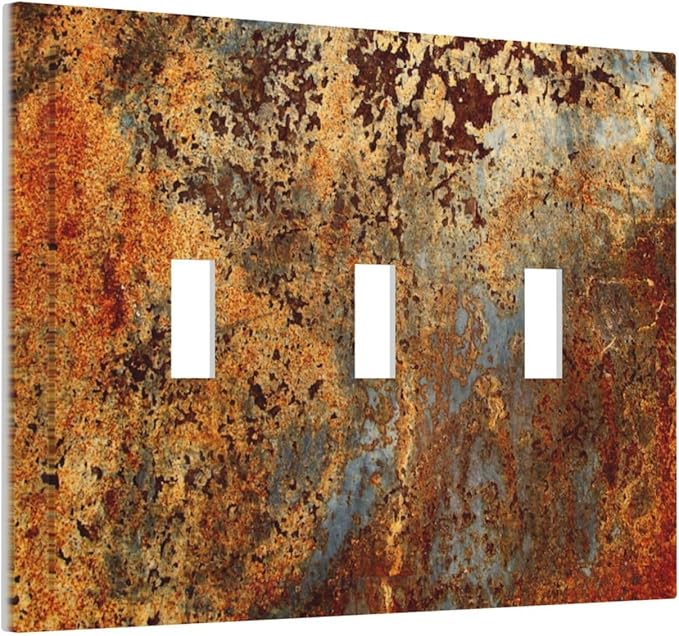 Rust Old Rusty Copper Rustic 3 Gang Light Switch Cover Decorative Triple Toggle Wall Plate Electrical Faceplate Switch Plug Face Plate