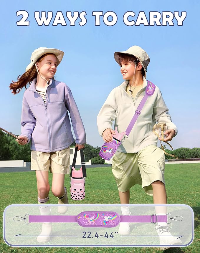 Miss Adola Water Bottle Carrier with Strap - Insulated Kids Water Bottle Holder for Boys Girls Bottle Bag for 10-18Oz