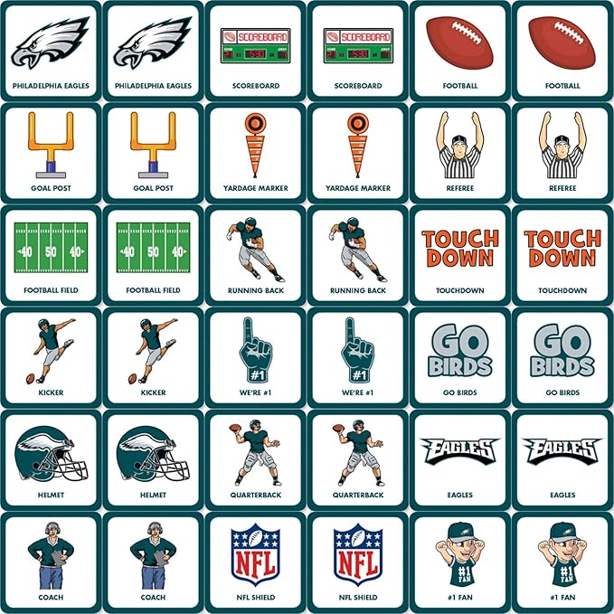 MasterPieces Sports Games - Philadelphia Eagles NFL Matching Game - Game for Kids and Family - Laugh and Learn