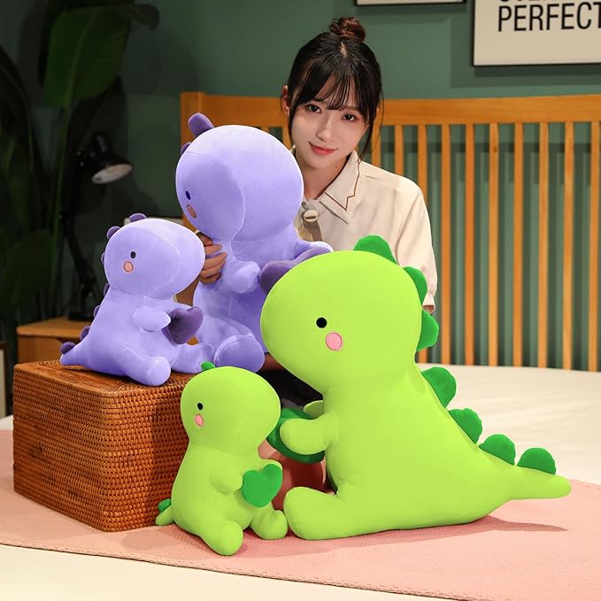 SQEQE Dinosaur Stuffed Animal, Loving Soft Dino Plush Toys with Holding Heart for Valentine Day, Sweet Romantic Anniversary Birthday Gift for Her Girls Boys Girlfriend(Purple,12 inch)