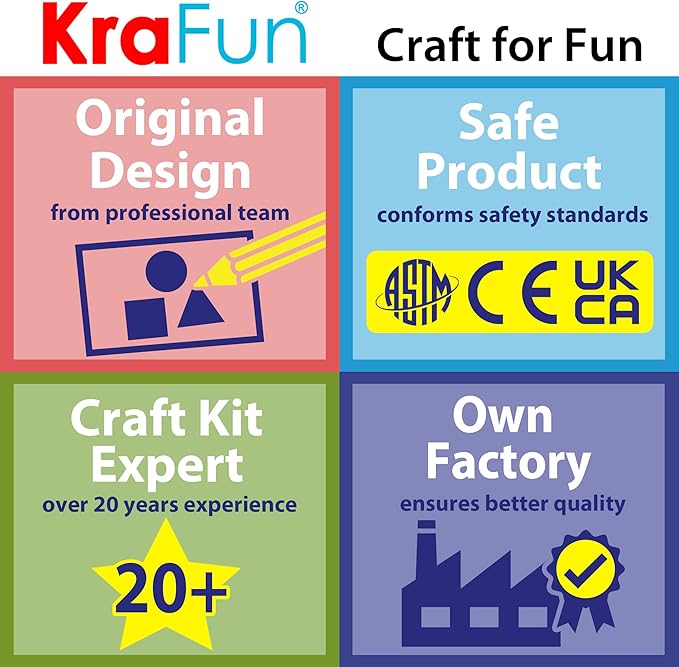KRAFUN My First Sewing Animal for Kids, Beginner Art & Craft, 5 Easy Activities Stuffed Animal Dolls, Keyring Charms, Instructions & Felt Materials for Learn to Sew, Embroidery