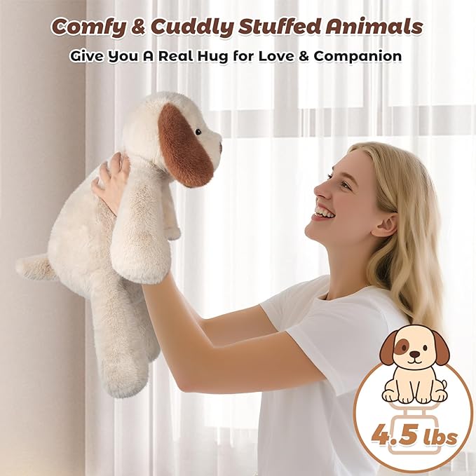 Bobbie & Laxi 24" & 4.5lbs Dog Stuffed Animal, Sitting & Laying Weighted Stuffed Animals, Cuddly & Soft Weighted Dog Plush for Adults & Kids, Dog Gifts for Christmas & Valentine’s Day
