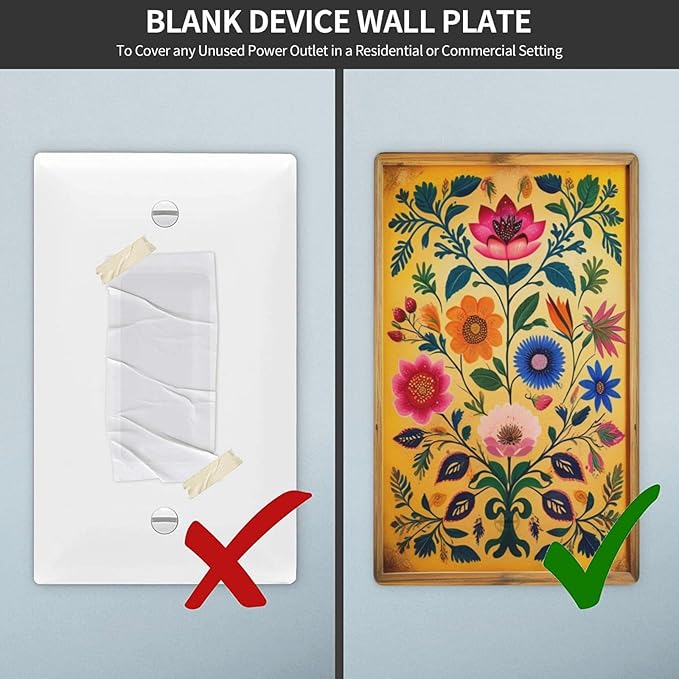 Decorative Art Light Switch Covers ColorFul Blooms 1 Gang No Device Blank Switchplate Electrical Faceplate for Home Decor