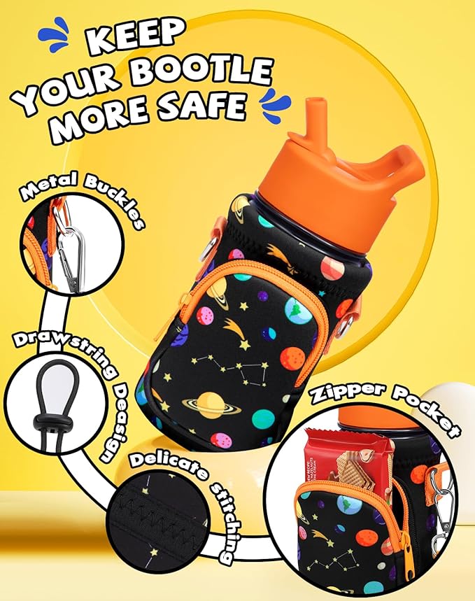 Miss Adola Water Bottle Carrier with Strap - Insulated Kids Water Bottle Holder for Boys Girls Bottle Bag for 10-18Oz