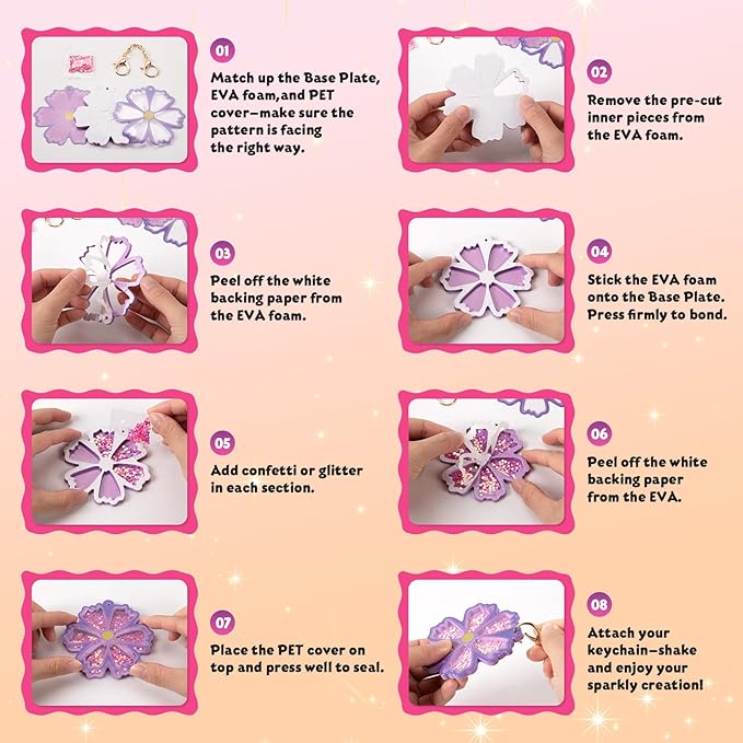 Shake-its Glitter Craft Kits, DIY Art Kit for Kids - Fun Shake Art Supplies, Creative Arts and Crafts Activity Gifts for Girls & Boys Ages 4 5 6 7 8 9 (Flowers & Butterflies)