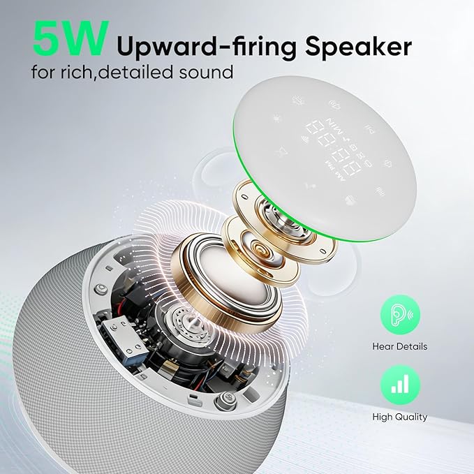 White Noise Sound Machine for Sleeping, 50 Non-Looping Soothing Sounds, 7 Color Night Light with Adjustable Brightness, Timer & Alarm Clock, Touch Screen Control for Baby, Kids, Adults, Home&Travel