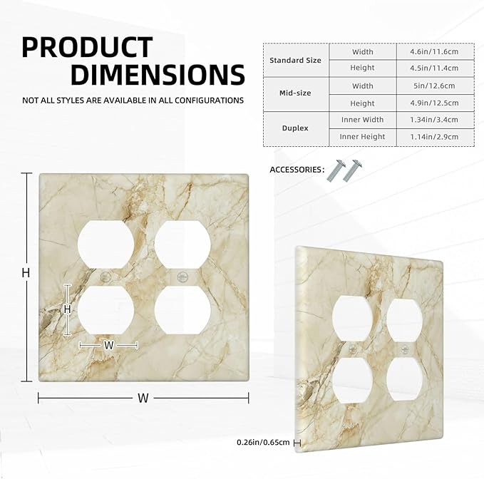 Light Switch Cover Plate Creamy Beige Marble Abstract Minimalism 2 Gang Socket Covers Double Duplex Wallplates Switch Plates and Outlet Covers for Bathroom Home Decor