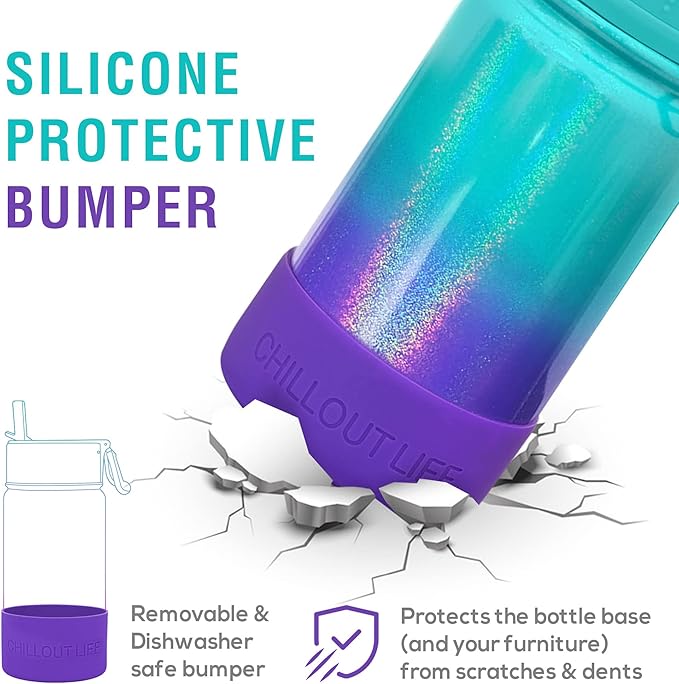 CHILLOUT LIFE 12 oz Kids Insulated Water Bottle for School with Straw Lid Leakproof and Cute Waterproof Stickers, Personalized Stainless Steel Thermos Flask Metal Water Bottle for Girls & Boys