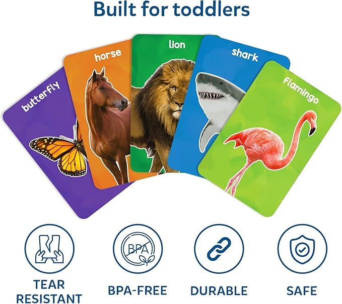 Skillmatics Thick Flash Cards for Toddlers - First 100 Animals, Montessori Toys, Preschool Learning Activities, Learning Aids, Gifts for Kids Ages 1, 2, 3, 4 Years