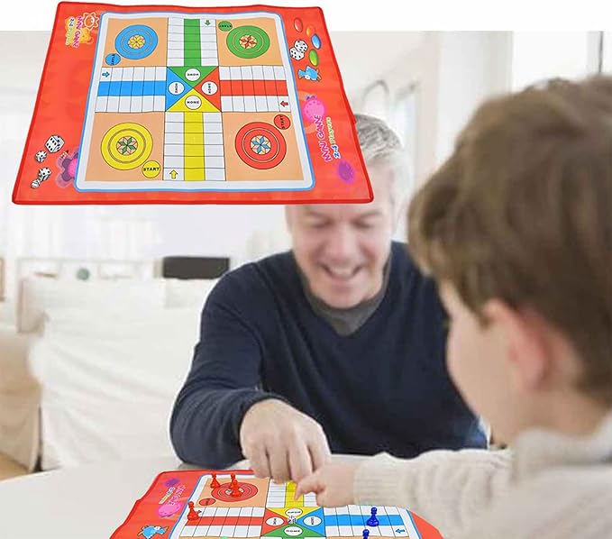 Kids Ludo Board Game Set Traditional Snakes and Ladders Playing Toy for Children Non Woven Cloth Material Eco Friendly and Durable Perfect for Family Game Night