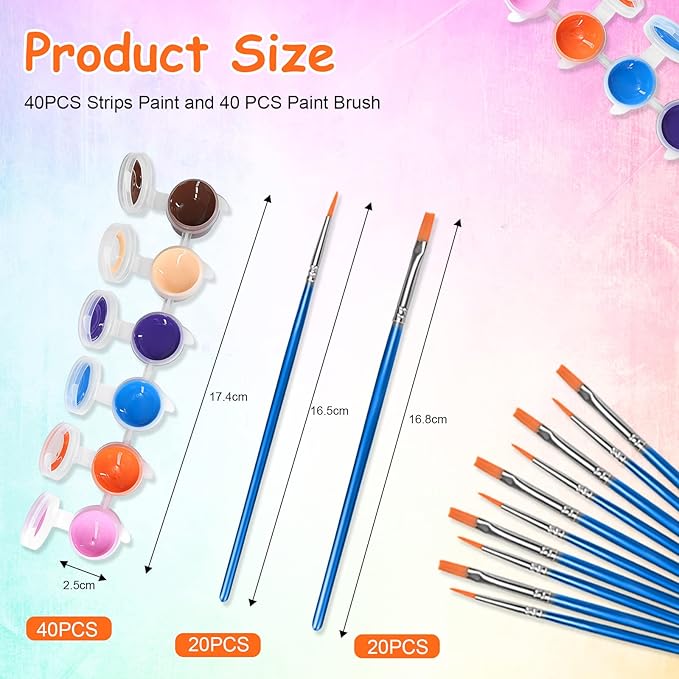 20 Pack Mini Acrylic Paint Set,12 Colors Acrylic Paints Strips for Kids&Adults Craft Paint,280 PCS Kids Painting Kit Container Strips Storage, Perfect for Home Birthday Classroom Party Favors……