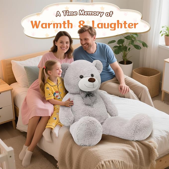 MorisMos Big Teddy Bear, 55inch Large Big Teddy Bear Plush, Lifesize Stuffed Animals Gifts for Girlfriend, Boyfriend, Gray